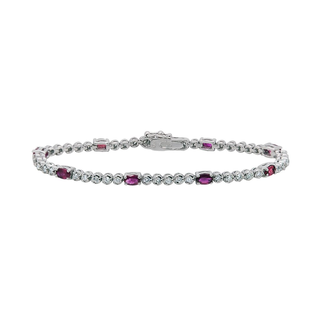 14k White Gold 300 Ct Tw Ruby And Diamond Bracelet 2340$